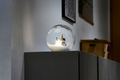 Glaskugle med LED og snemand Ø15 cm